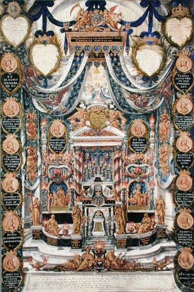 Decoration for the Burial of the Heart of Louis II de Bourbon Prince of Conde, at the Church of Saint-Louis-en-LIle by Pierre Paul Sevin